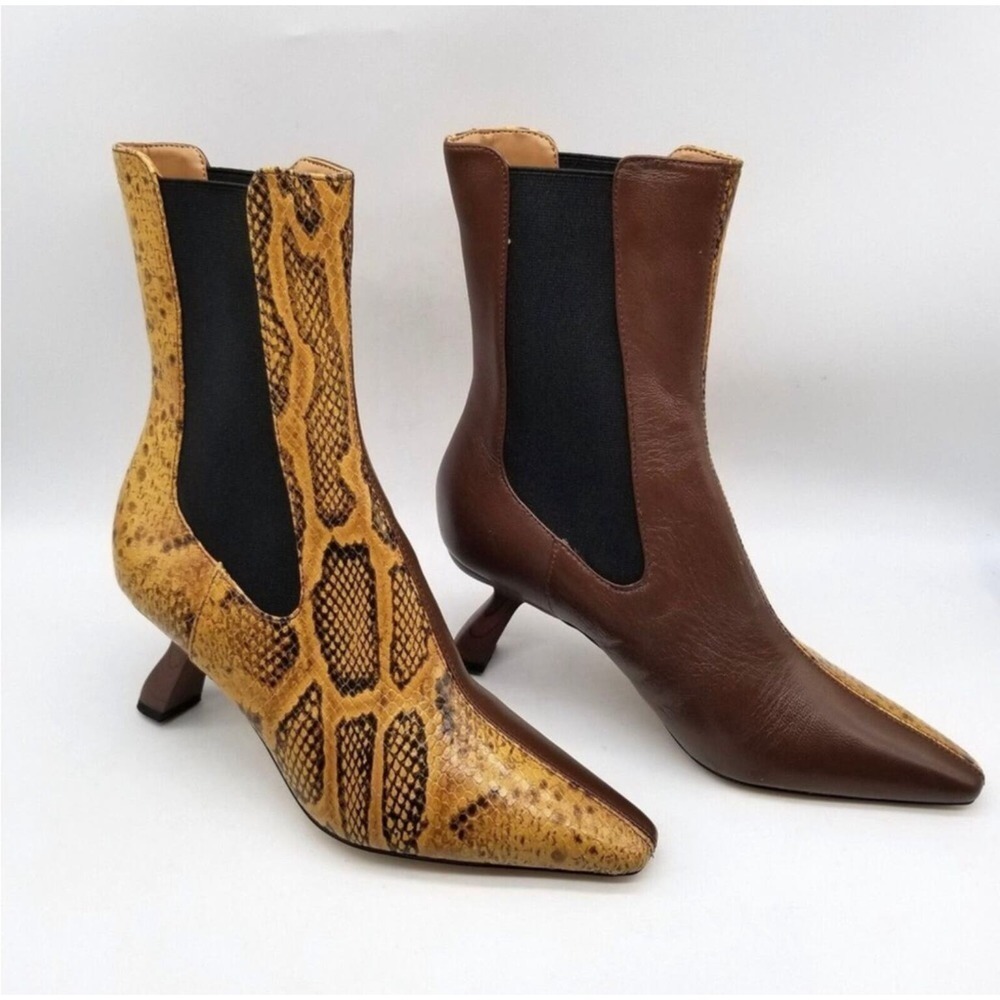 NEW Sam Edelman Womenβs Size 6.5 Snake Leather Sammie Two Tone Booties